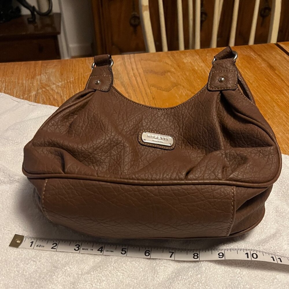 Rosetti New York Woman's Faux Leather double handle shoulder bag. Textured Brown - Picture 8 of 10
